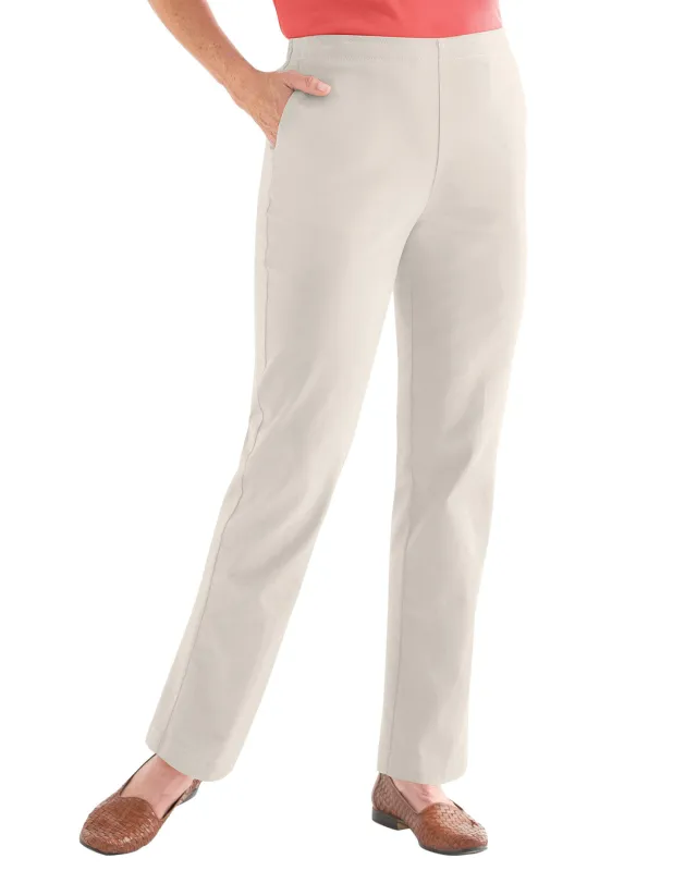 Appleseeds Women's Dennisport Easy Pull-On Chinos - Grey - 12PS - Petite Short sold by Buff
