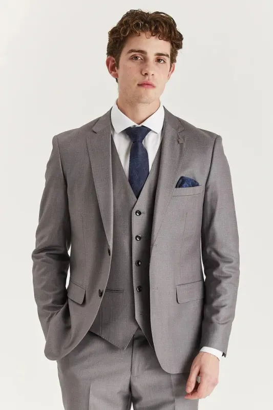 Edward - Men's Grey 3 Piece Stitch Lapel Classic Suit sold by Tru Clothing