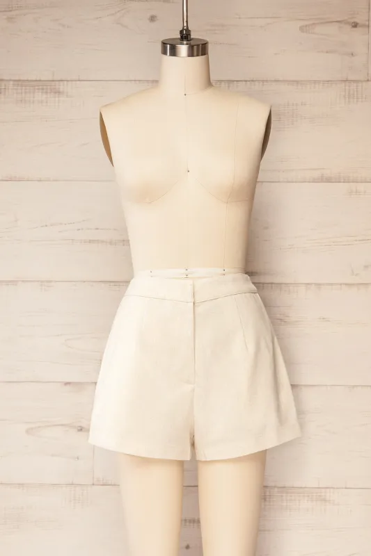 Cuiaba Beige | Mid-Waisted Shorts with Pockets sold by Boutique 1861