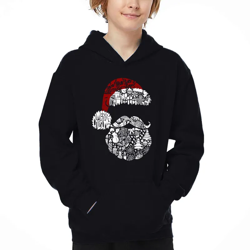 Santa Pics - Boy's Word Art Hooded Sweatshirt sold by LA Pop Art