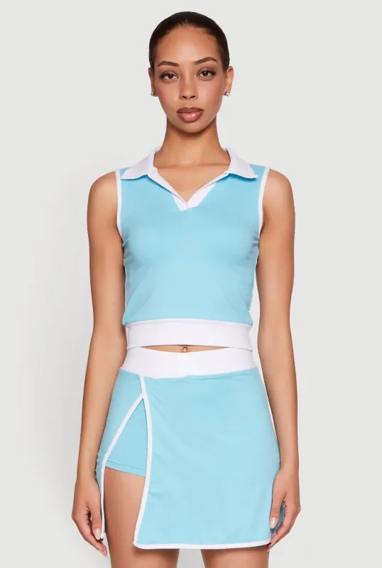 Contrast Trim Sleeveless Polo Shirt sold by Rainbow