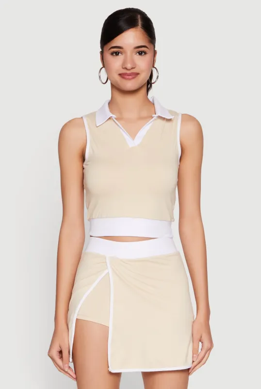 Contrast Trim Sleeveless Polo Shirt sold by Rainbow