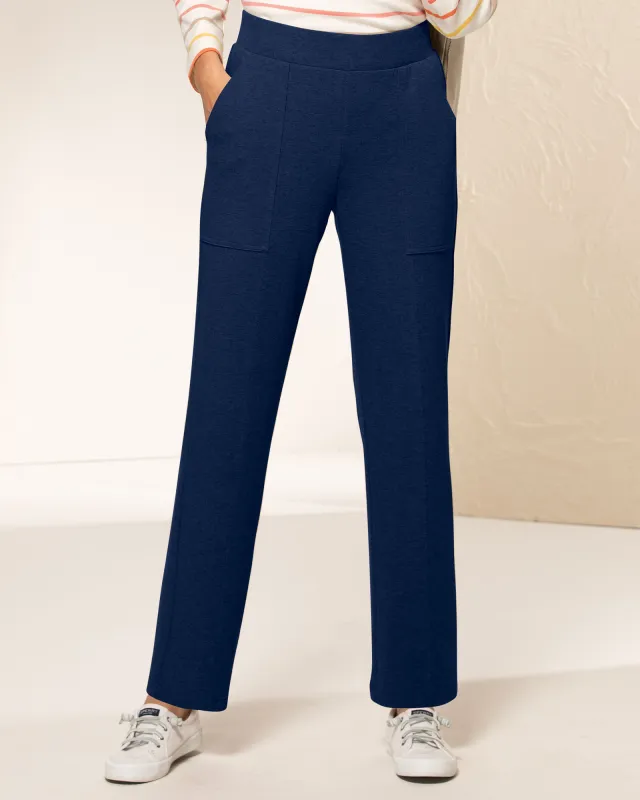 Appleseeds Women's Everyday Knits 4-Pocket Relaxed Straight-Leg Pants - Blue - M - Misses sold by Buff