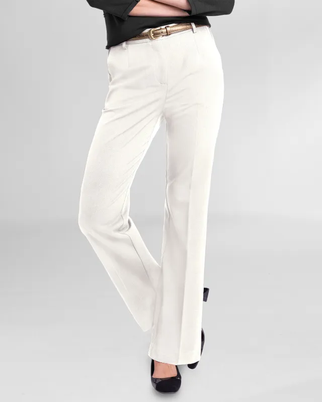 Appleseeds Women's Washable Gabardine Fly-Front Pants - Ivory - 12 - Petite sold by Buff
