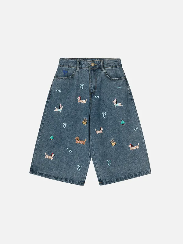 Aelfric Eden Dachshund Embroidery Longline Jorts sold by Aelfric Eden