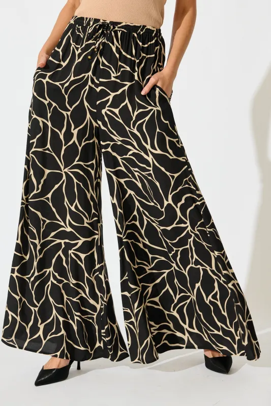 Lucia Pant In Black Geometric Print sold by St Frock