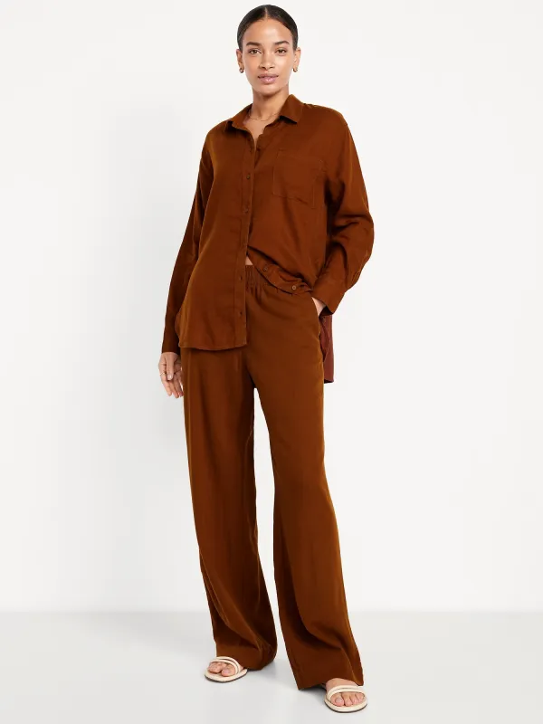 High-Waisted Linen-Blend Wide-Leg Pants sold by GAP