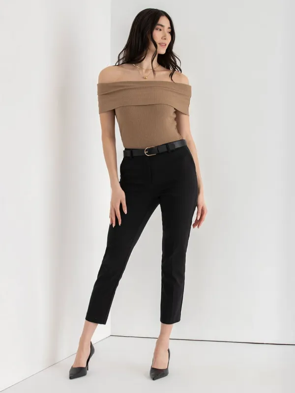Off Shoulder Ribbed Top sold by Ricki's