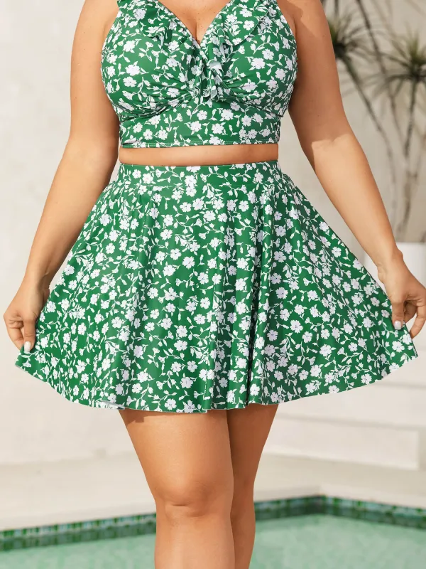 Ditsy Floral Print Flared Swim Skirt sold by Bloomchic