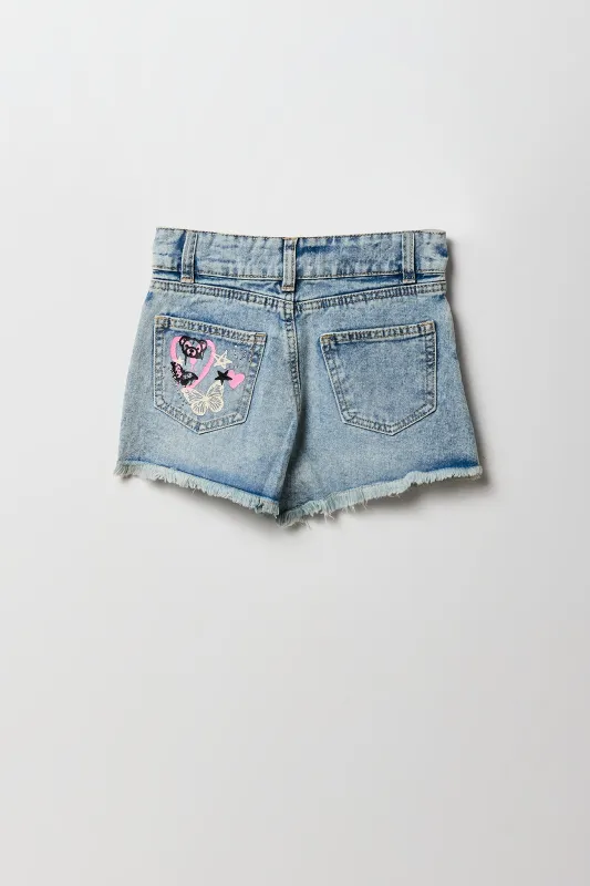 Girls Graphic Rhinestone High Rise Denim Short sold by Urban Planet