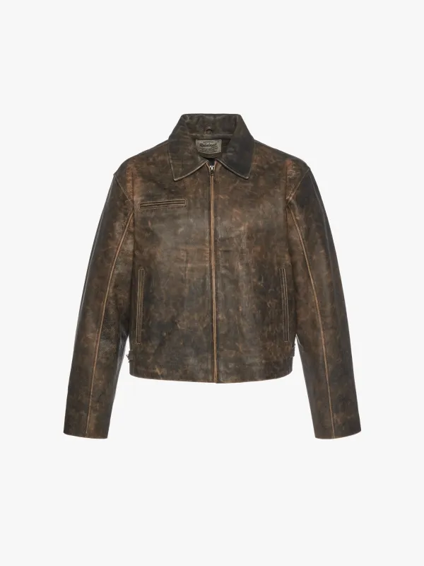 Everyday Boxy Leather Jacket - Brown sold by Rebalance Vintage
