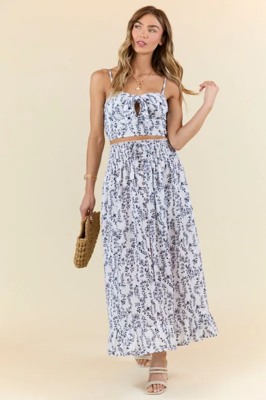 Always Been You Navy Floral Tie Tank Top sold by Pink Lily