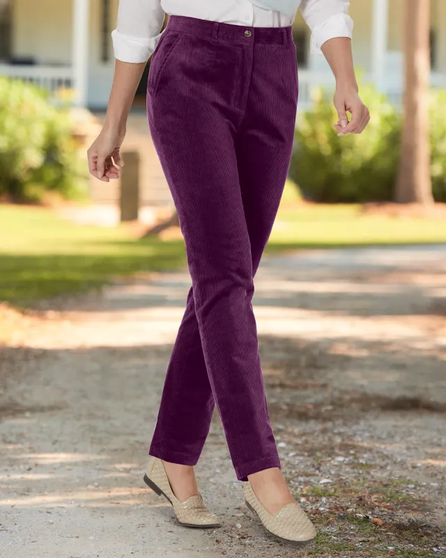 Appleseeds Women's Stretch Wide-Wale Corduroy Fly-Front Pants - Purple - 6P - Petite sold by Buff