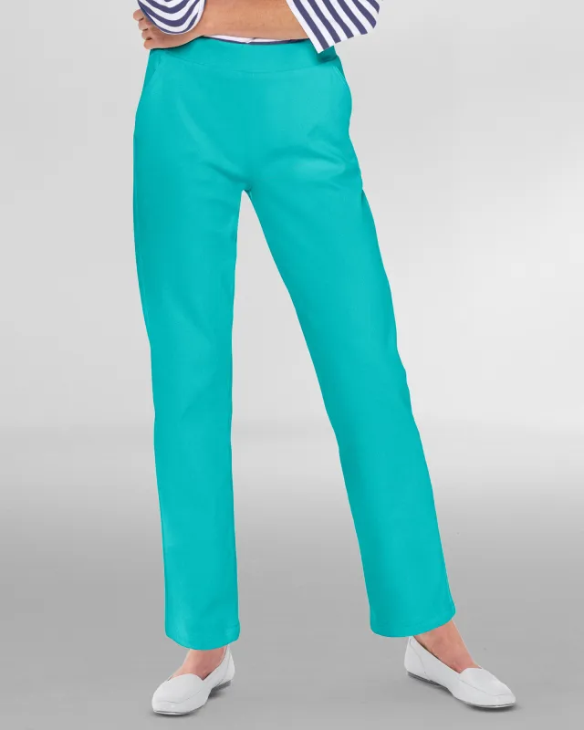 Appleseeds Women's Classic Knit Denim Straight Leg Pants - Blue - L - Misses sold by Buff