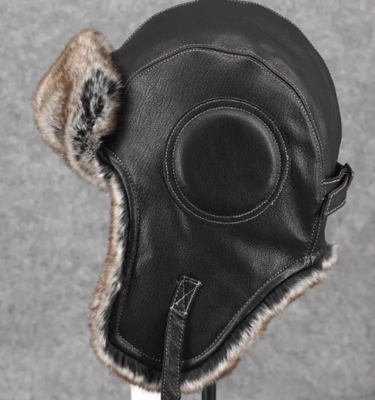 Unisex Vintage Style Genuine Sheep Leather Aviator Hat sold by Firelady Fur