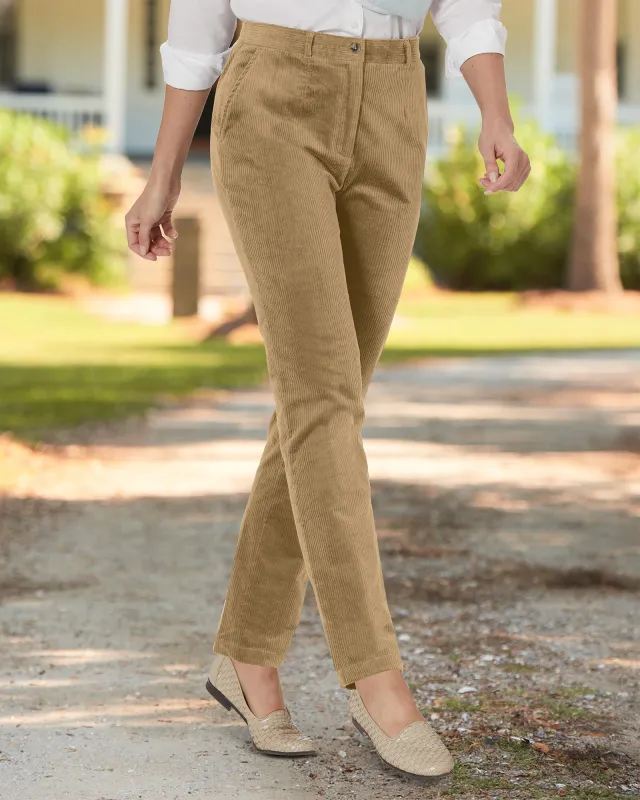 Appleseeds Women's Stretch Wide-Wale Corduroy Fly-Front Pants - Brown - 18PS - Petite Short sold by Buff