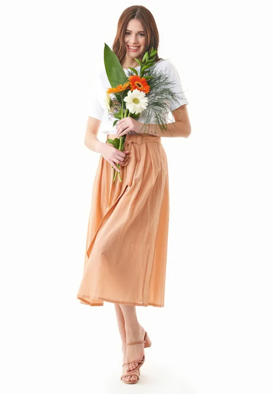 Organic Cotton Voile Midi Skirt Indian Tan sold by Ivalo.com
