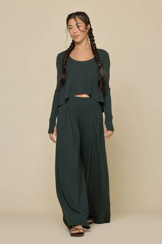 Go with the Flow Wide Leg Pant - Deep Forest sold by POPFLEX