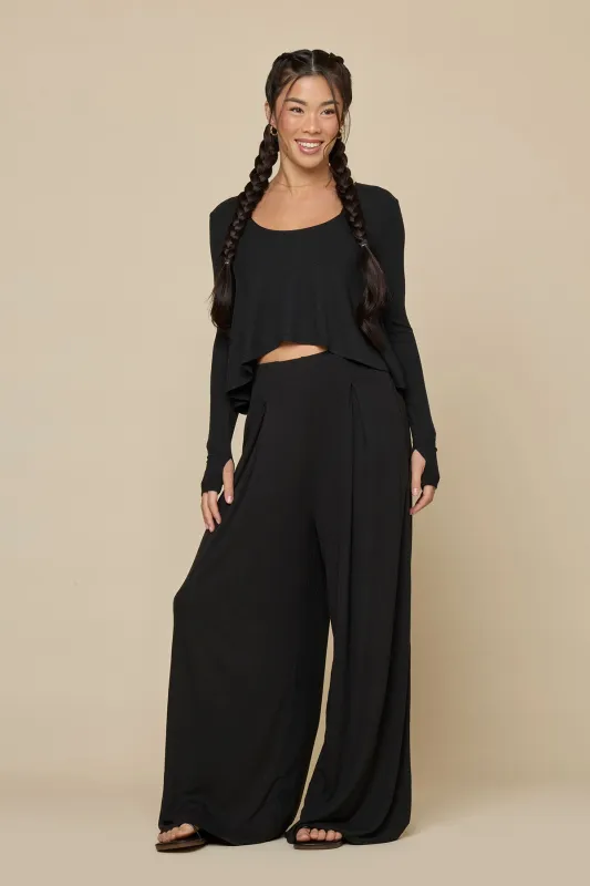 Go with the Flow Wide Leg Pant - Black sold by POPFLEX
