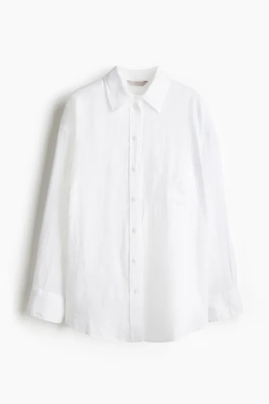 H & M - Oversized linen shirt - White sold by H&M