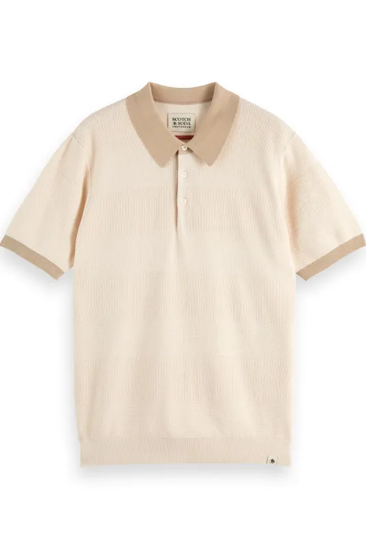 REGULAR FIT KNIT POLO Eggnog sold by REVOLVR Menswear