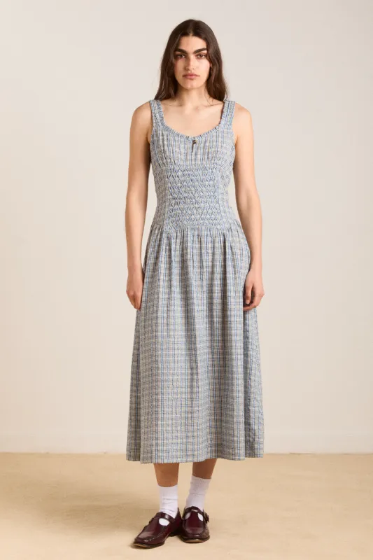 mallory midi dress - cloudy check sold by Damson Madder