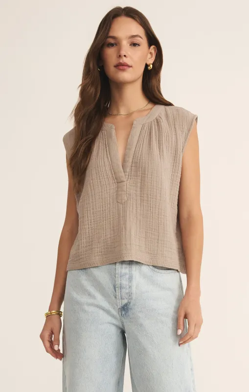 Cliffside V-Neck Airy Gauze Top sold by Z Supply