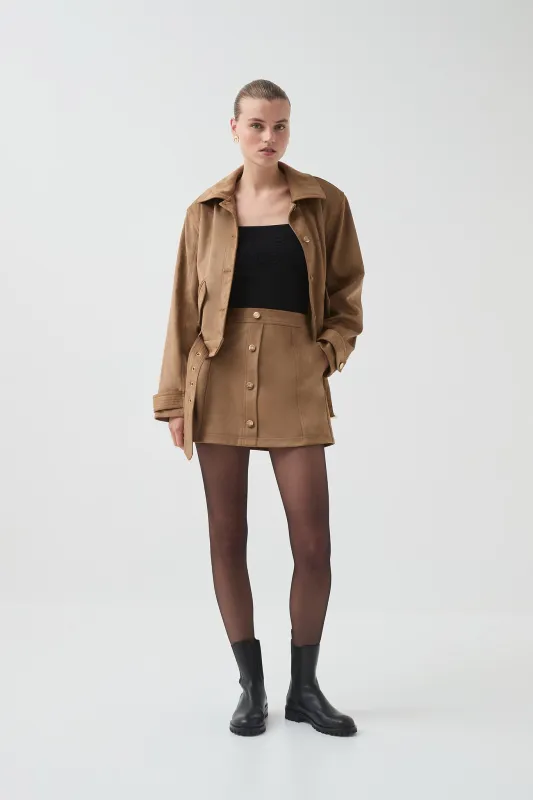 Calyx Vegan Suede Skirt sold by Aje