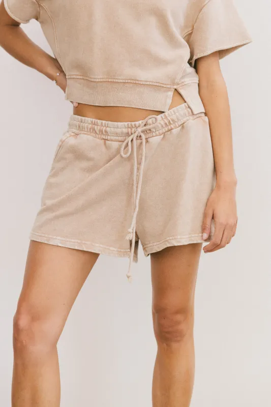 Willa Knit Shorts in Taupe sold by bohme