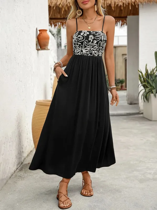 Smocked Midi Cami Dress with Pockets sold by Charming Charlie