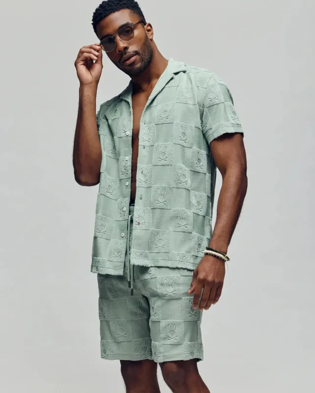 MENS KELVIN JACQUARD TOWEL CAMP COLLAR SHIRT - MT0300003 sold by Psycho Bunny