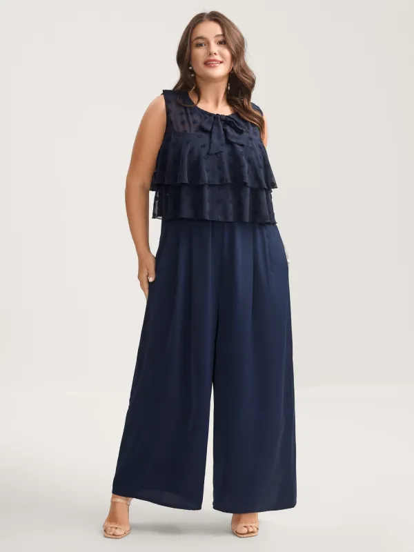 Polka Dots Adjustable Shoulder Sheer Jumpsuit sold by Bloomchic