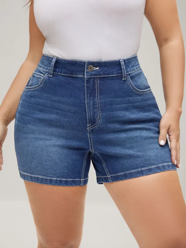 Booty-Lifting Straight-Fit Denim Shorts sold by Bloomchic