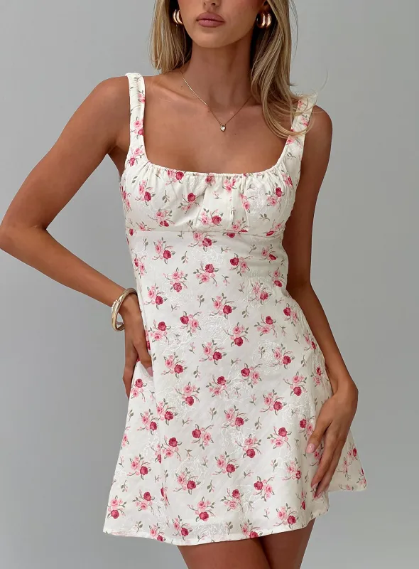 Lynsea Mini Dress Cream Floral sold by Princess Polly