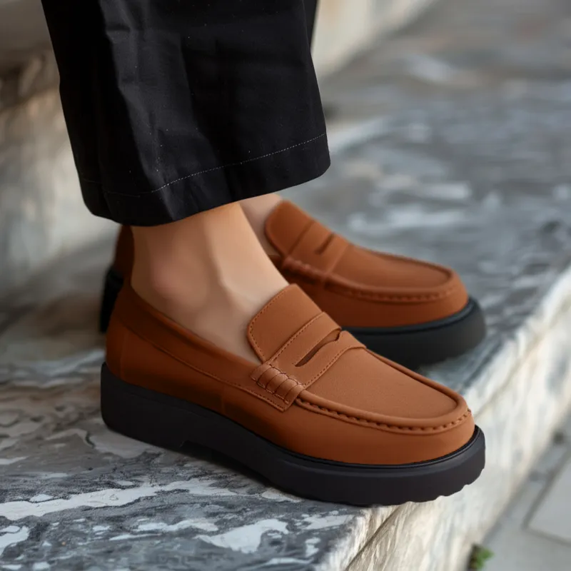 Brown Suede Leather Aristide With Thick Sole Loafers sold by Costoso Italiano