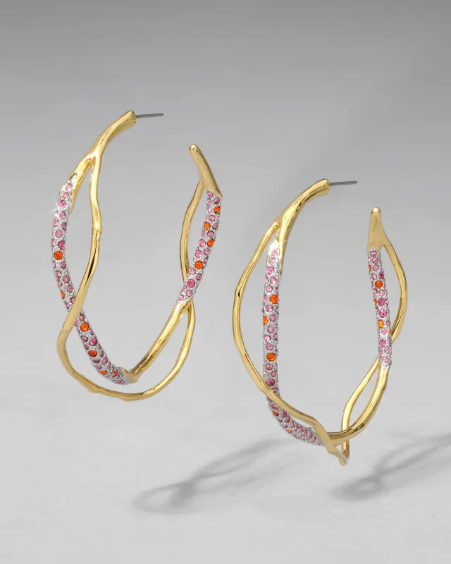Intertwined Two Tone Pave Hoop Earring- Candy sold by Alexis Bittar