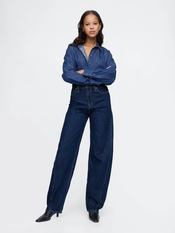 High Rise Barrel Jeans sold by GAP