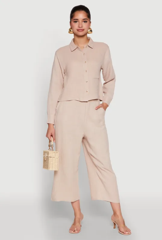 Iris Gauze Knit Paper Bag Waist Culottes sold by Rainbow