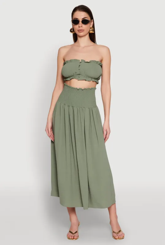 Airy Smocked High Waist Skirt sold by Rainbow