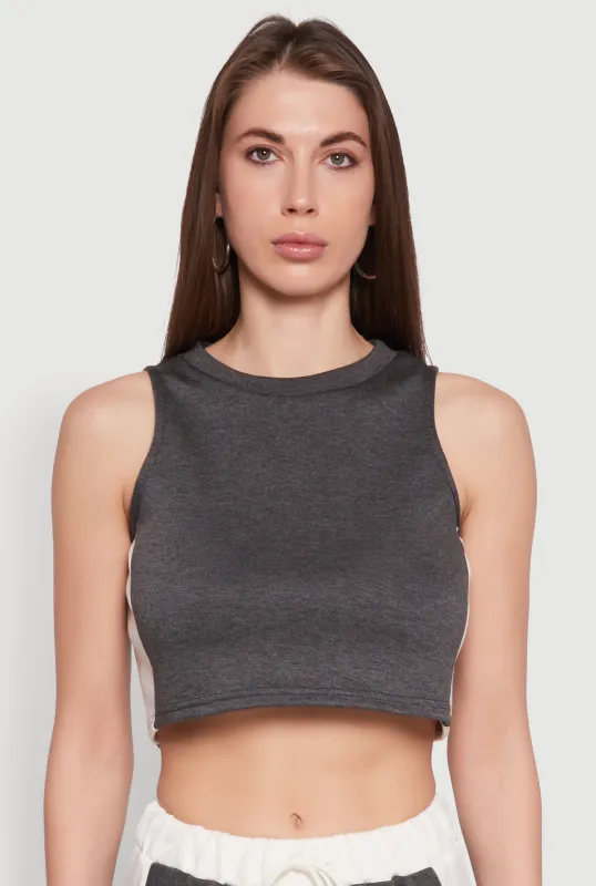 Side Contrast Cropped Tank Top sold by Rainbow