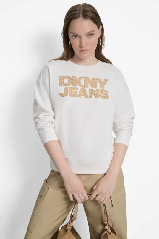 STACKED BASKETWEAVE LOGO SWEATSHIRT sold by DKNY