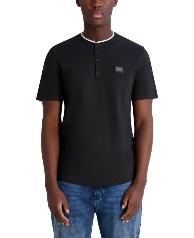 KARL LOGO PLATE HENLEY TEE sold by Karl Lagerfeld Paris