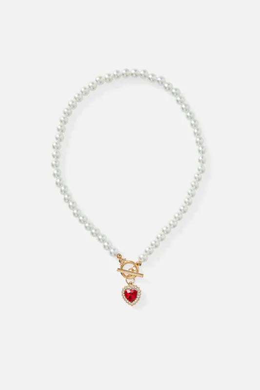 Heart Pearl Necklace sold by Princess Highway