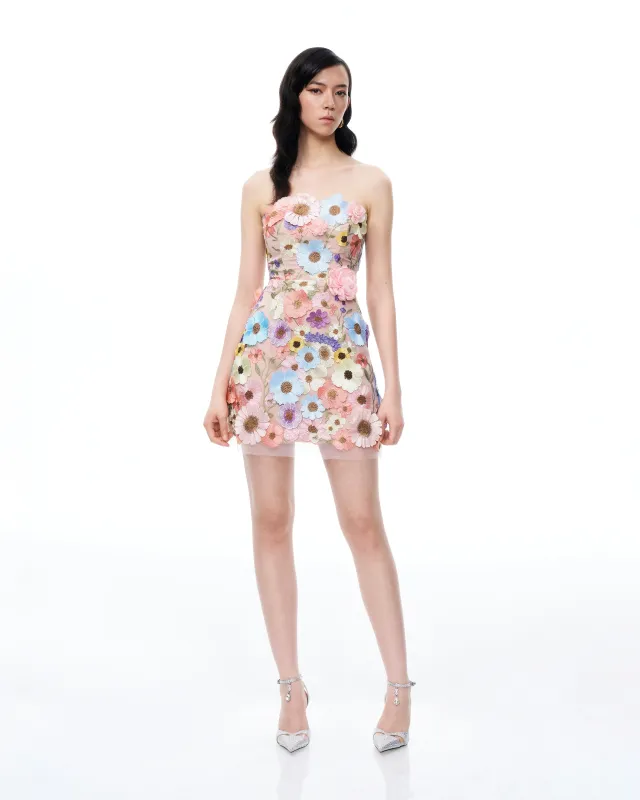 Odalys Floral Embroidered Mini Dress - Pastel Multi sold by JW PEI