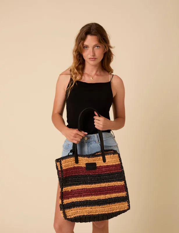 Striped Woven Tote Bag sold by Nobody's Child
