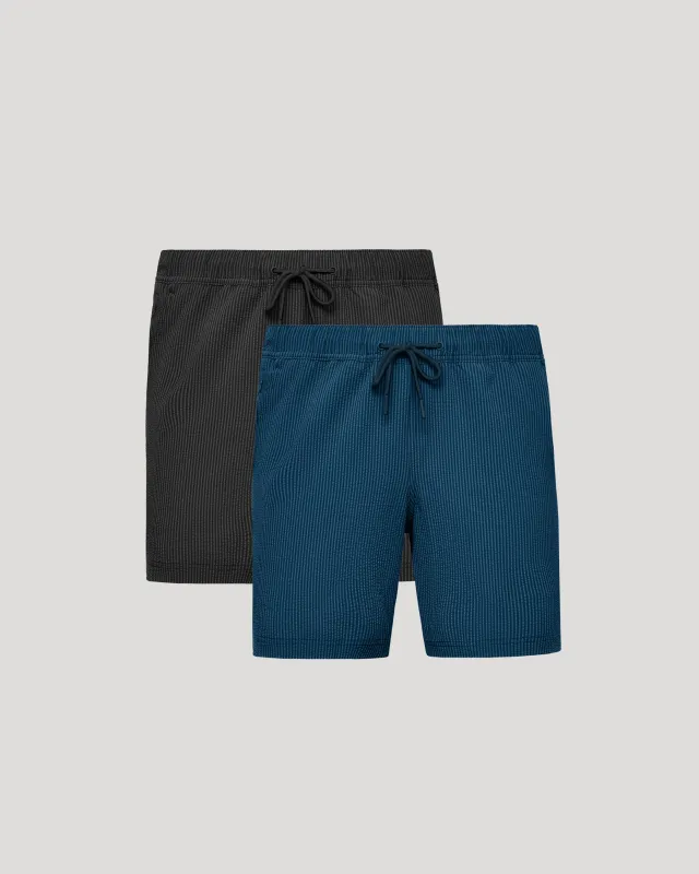 7" Smoke & Underwater Seersucker Swim Trunks 2-Pack sold by True Classic