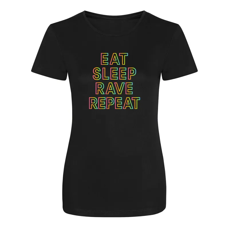 Eat Sleep Rave Repeat Technical T-shirt sold by Tikiboo