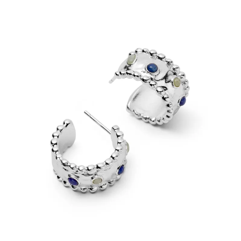 Amulet Stone Hoop Earrings Silver Plate sold by Daisy Jewellery