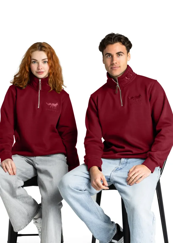 Tetbury Unisex Quarter Zip | Burgundy sold by Cotswold Fox