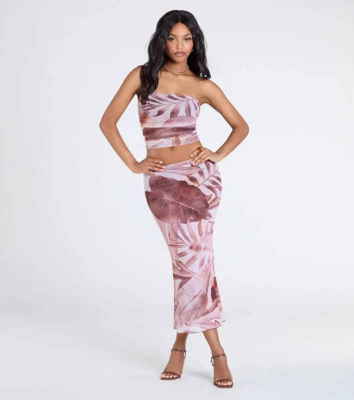 Tropical Energy High-Rise Midi Skirt sold by Windsor